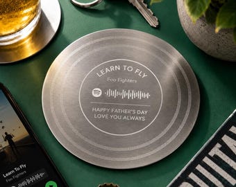 Personalised Spotify Code Coaster, Stainless Steel Music Mat, Custom Song Gift, Father's Day Keepsake