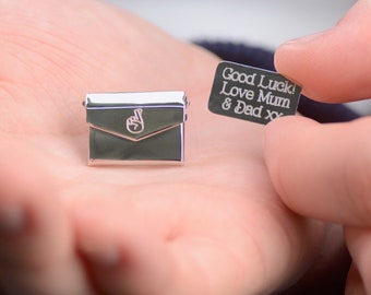 Exam Good Luck Secret Message Pin, Fingers Crossed Badge, Lucky Charm Brooch, Hidden Message Pin, Exam Good Luck Gift, Envelope Lapel Pin