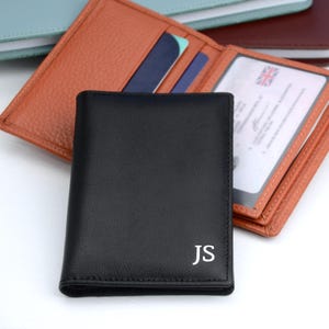 Personalisierter Kreditkartenhalter aus Leder, Monogramm-Kreditkartenetui, Brieftasche aus Leder, Initialen aus Leder, Kartenetui aus Lederzubehör