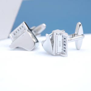 Boutons de manchette personnalisés pour piano à queue pour bébé, boîte à boutons de manchette gravée, boutons de manchette musique, boutons de manchette de mariage pour amateur de piano, cadeau de fête des pères