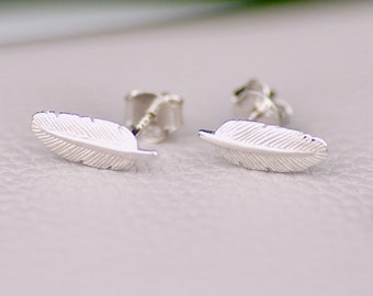 Sterling Silver Mini Feather Stud Earrings, Feather Earrings, Nature Inspired Earrings, Bird Lover Gift, Spring Gift, Mother's Day Gift