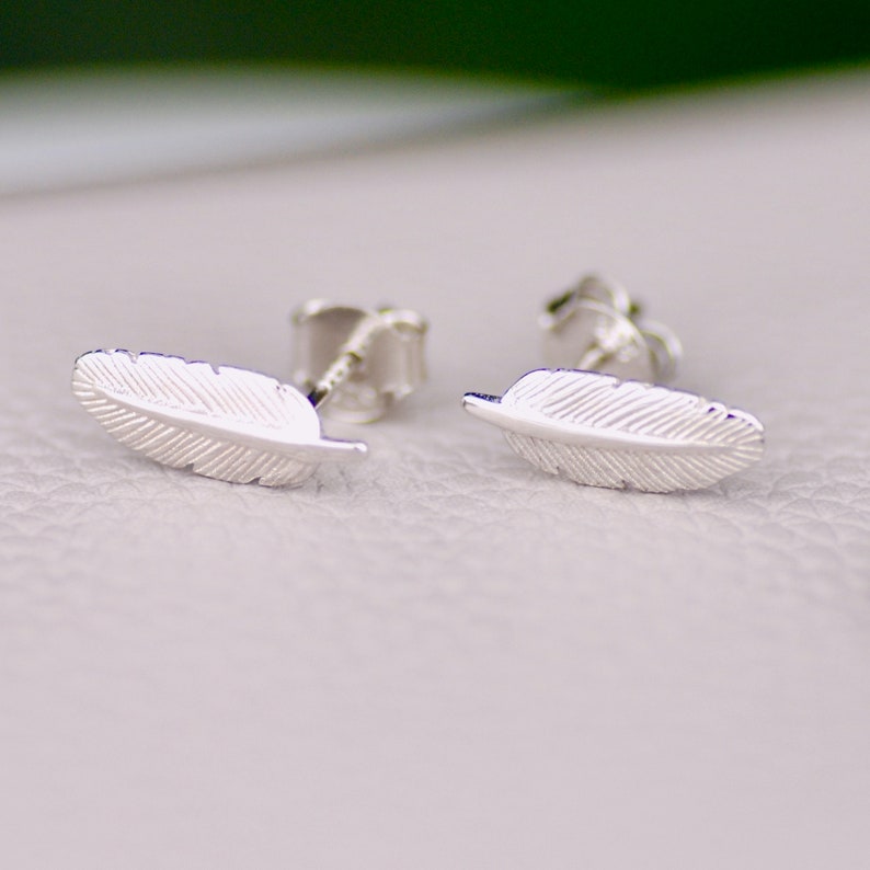 Sterling Silver Mini Feather Stud Earrings, Feather Earrings, Nature Inspired Earrings, Bird Lover Gift, Spring Gift, Mother's Day Gift Silver