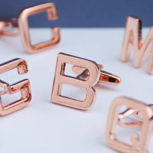 Personalised Rose Gold Initial Letter Cufflinks