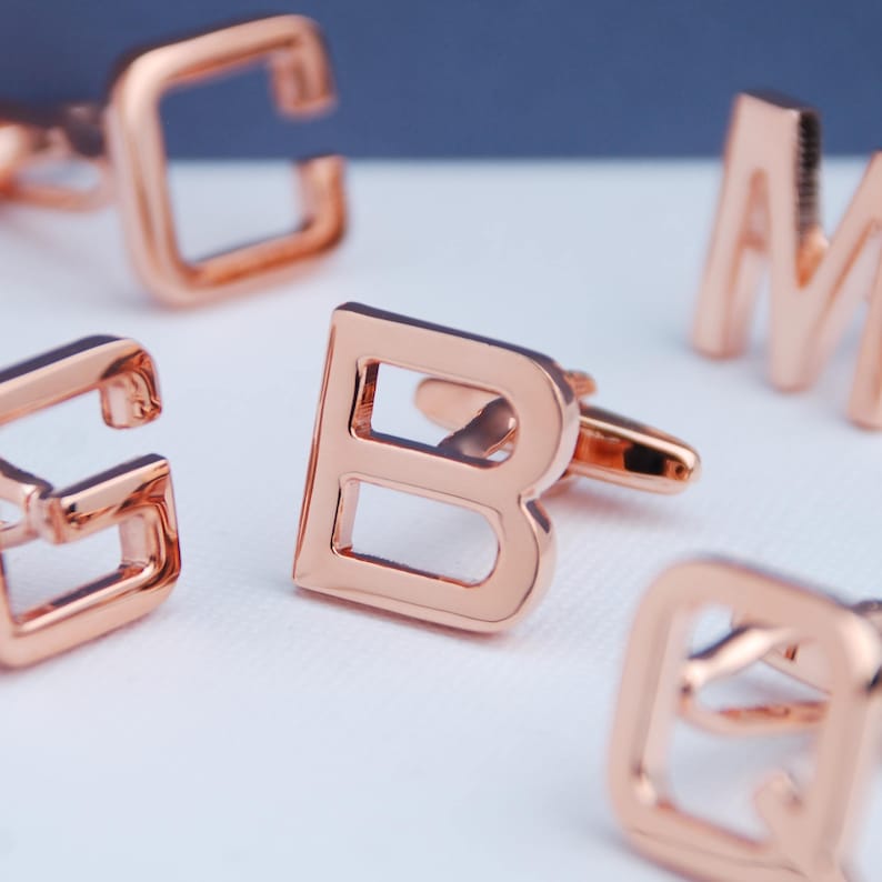 Personalised Rose Gold Initial Letter Cufflinks