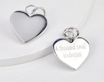 Personalised Silver Heart Disc, Engraved Charm, Bag Charm, Message Disc, Charm for Bag or Jewellery, Personalised Gift Tag, Handbag Charm