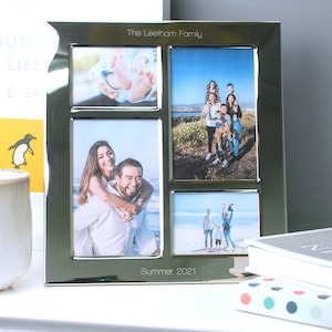 Personalised Collage Photo Frame, Engraved Multi Aperture Photograph Frame, Anti-Tarnish Picture Frame, New Baby Frame, Wedding Day Gift