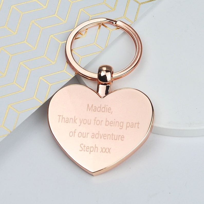 Personalised Solid Heart Keyring Engraved Rose Gold Key Etsy
