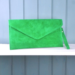 Monogrammed Suede Envelope Clutch - Emerald  to show colour detail only.