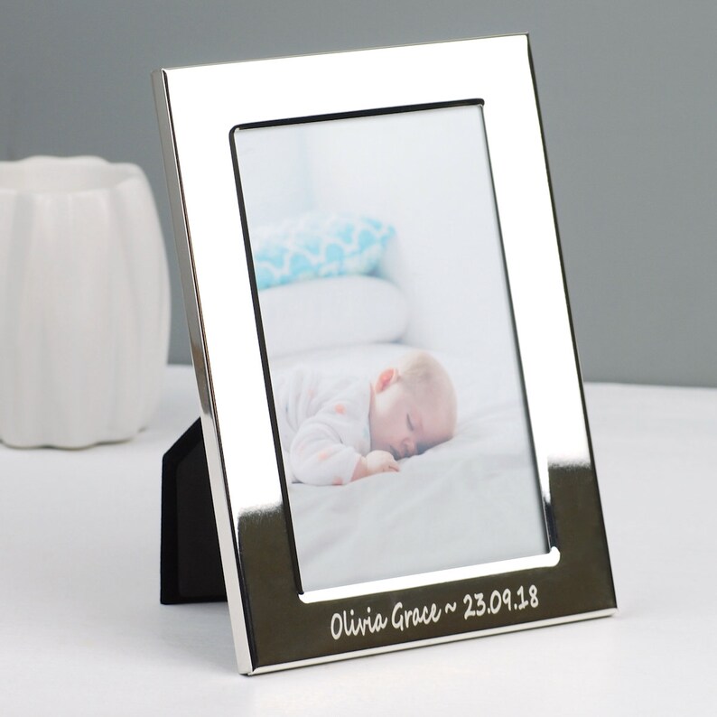 Personalised Silver Plated Photo Frame Engraved Photograph Image 0