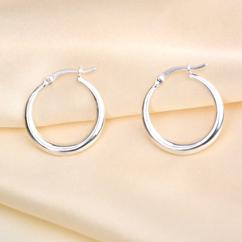 Sterling Silver Medium Silver Hoop Earrings, Creole Hoops, Sleeper ...