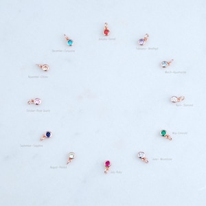Rose Gold Birthstone Charms, Rose Gold Set Birthstone for Jewellery Making, CZ Birthstone, Bracelet Charm, Coloured Gemstone Charms