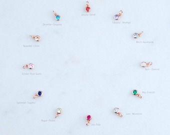 Rose Gold Birthstone Charms, Rose Gold Set Birthstone for Jewellery Making, CZ Birthstone, Bracelet Charm, Coloured Gemstone Charms