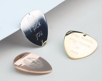 Personalised Contemporary Guitar Plectrum, Guitar Pick, Silver Plectrum, Rose Gold Plectrum, Father's Day Gift, Personalized Father's Day