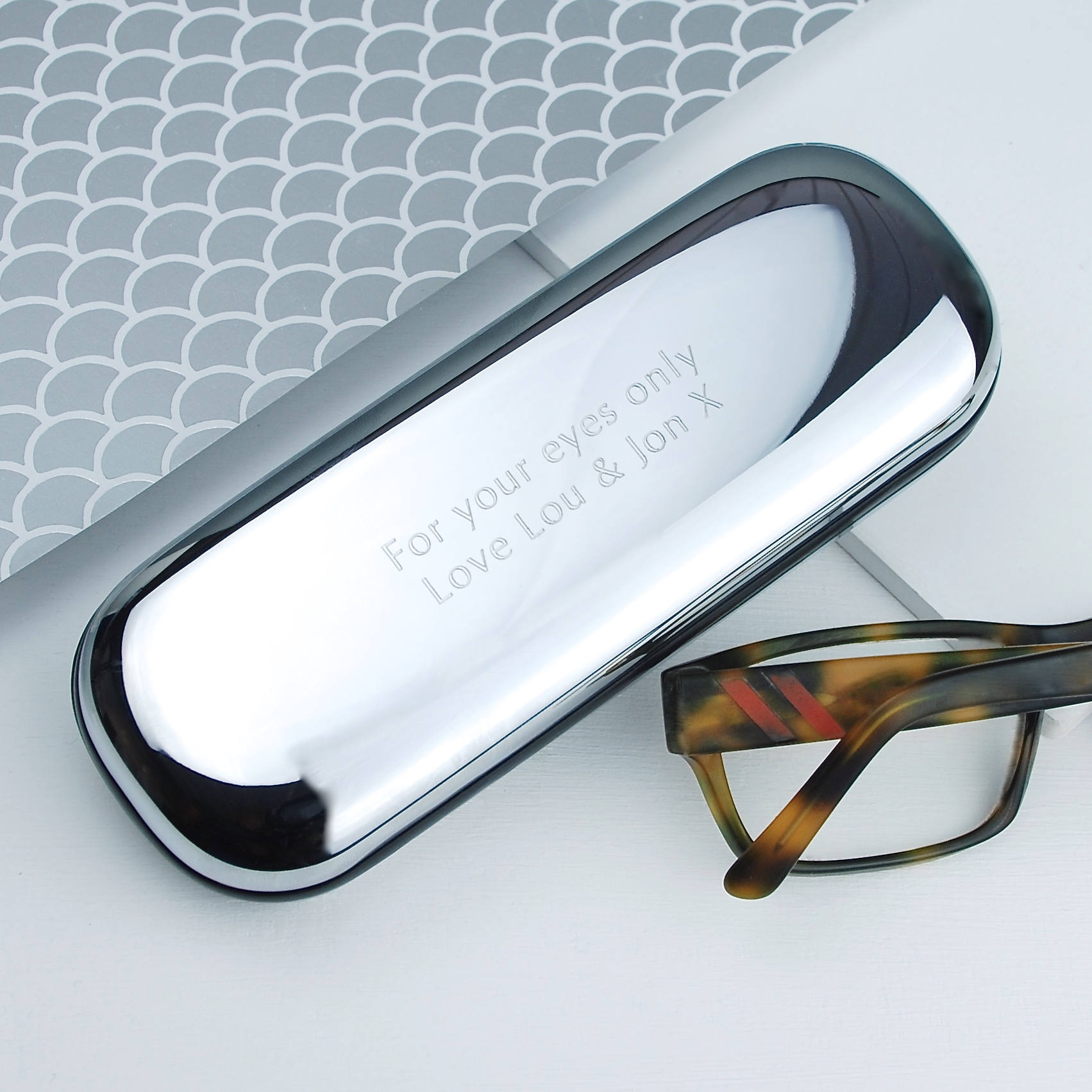 Personalised Chrome Glasses Case Engraved Specs Case Gift Etsy