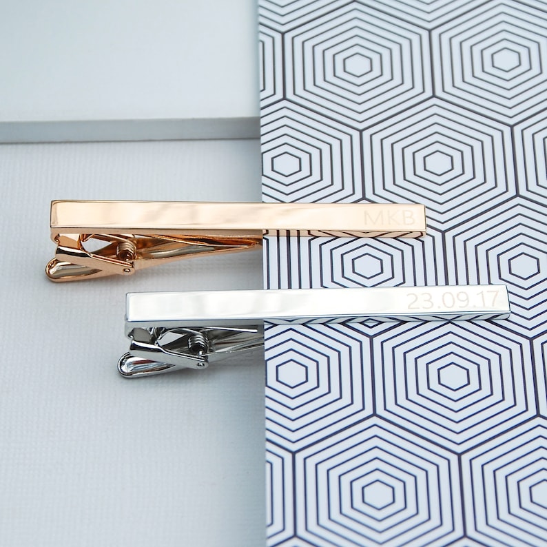 Father/'s Day Gift Silver Gold Men/'s Jewellery,Graduation Gift Gift for Groom or Usher Engraved Tie Pin Rose Gold Personalised Tie Clip