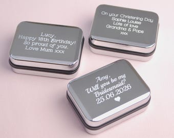 Personalised Chromed Necklace Box, Engraved Bridesmaid Gift