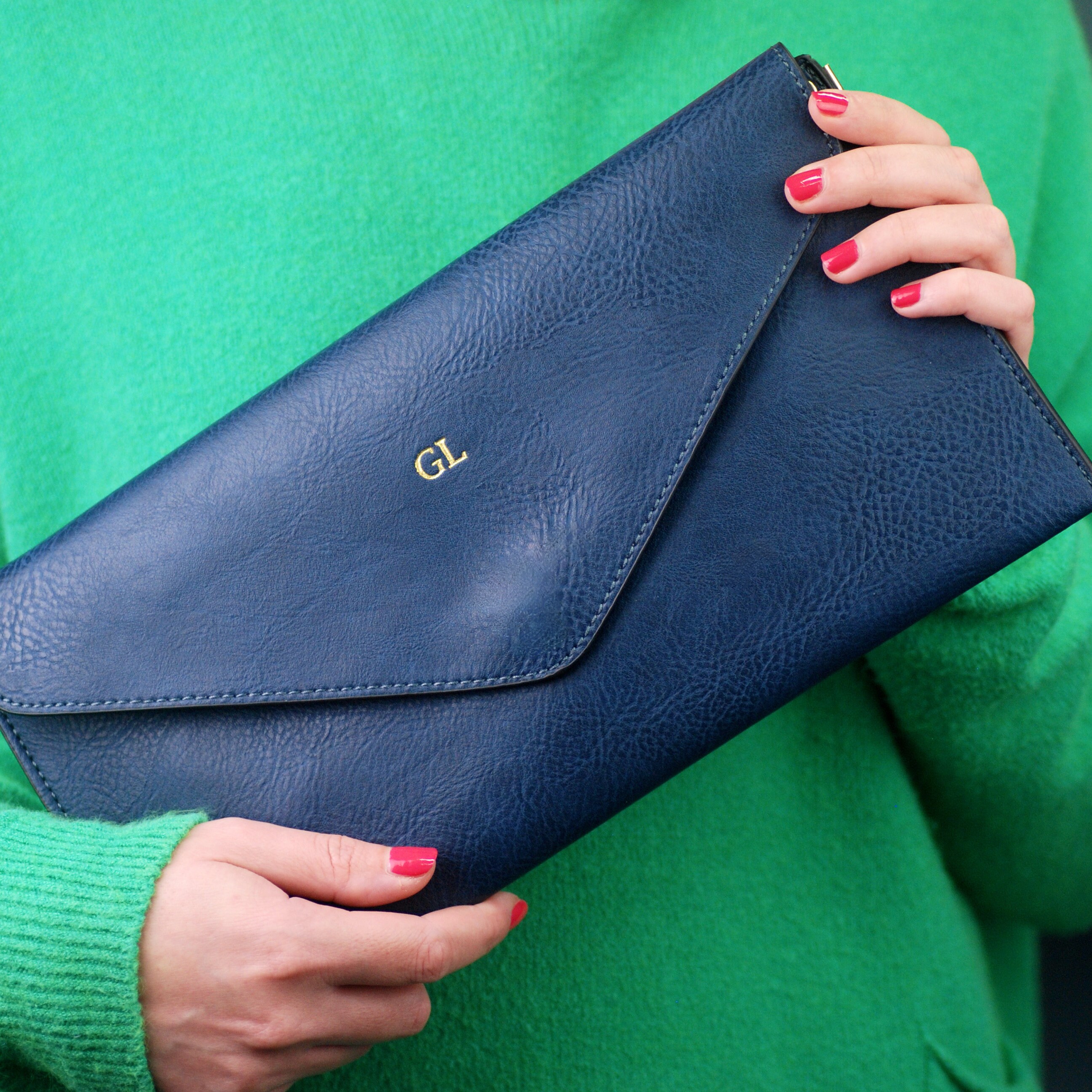Monogram Clutch Bag Personalised Envelope Clutch Purse Pu Etsy UK