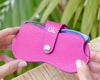 Monogram Glasses Case - Personalised Leather Glasses Protector Case