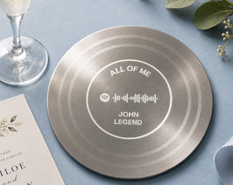 Wedding First Dance Custom Coaster With Spotify Code - Personalised Wedding Favour Keepsake