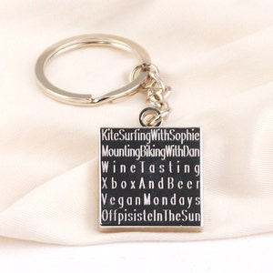 Personalised My Daddy Loves Keyring, Dad&#39;s Favourite Things List Keyring, Engraved Key Ring, Custom Gift for Dad, Token for Dad