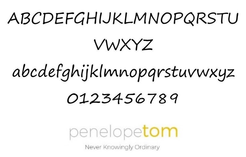 Font used for engraving on the heart and circle charm.