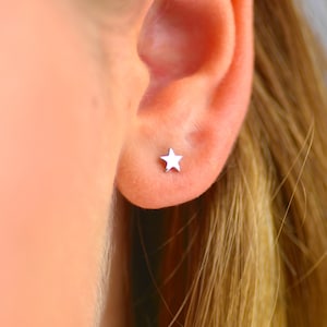 Sterling Silver Mini Star Stud Earring, Plain Silver Star Stud, Single Star Stud, Celestial Themed Earring, Stocking Filler, Girls Star Stud