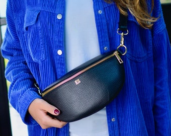 Monogram Leather Half Moon Chest Bag - Personalised Crescent Bag