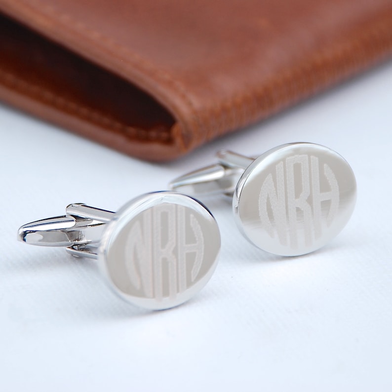 Personalised Monogram Letters Cufflinks Contemporary Engraved Name Cufflinks Engraved Shape Cufflinks Bespoke Wedding Gift for Groomsmen