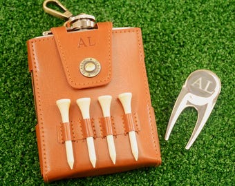 Engraved Golfers Hip Flask - Custom Golf Gift Set - Personalised Golfing Gift