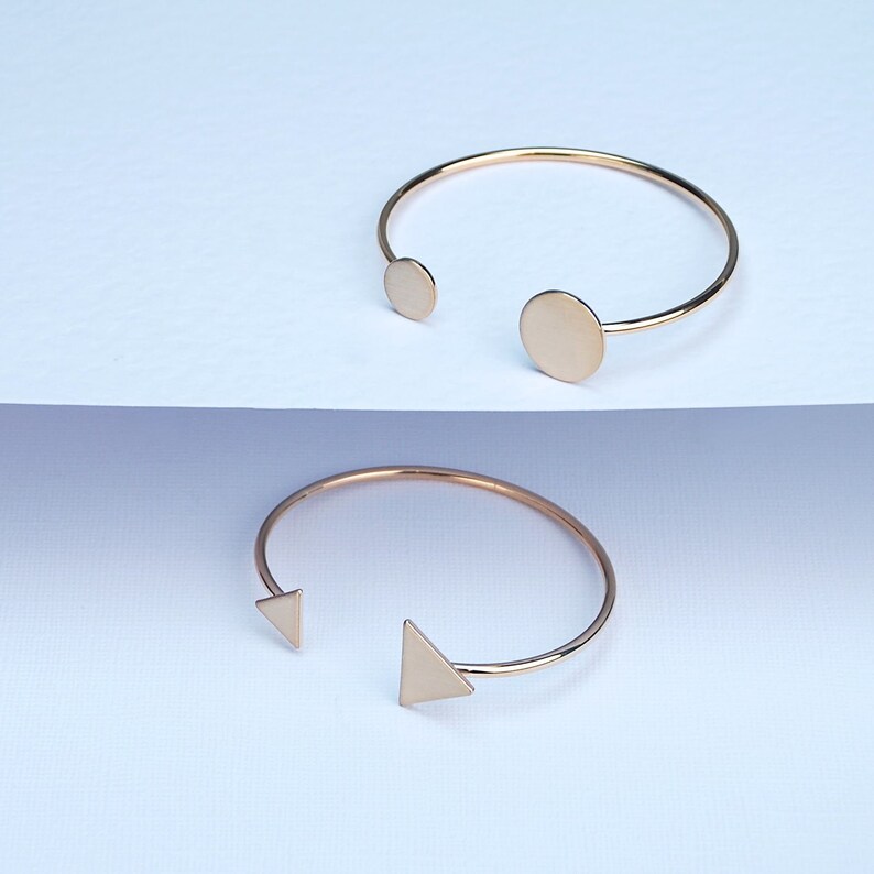 Silver Triangle Bangle Stacking Bracelet **CLEARANCE PRICE ** Ariana Gold Circle Bracelet Geometric Shape Bangle