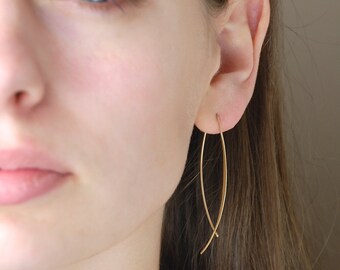 Wishbone kiss earrings, Mothers day earrings, threader earrings, silver earrings, rose gold earrings, gold earrings, drop earrings, mom gift