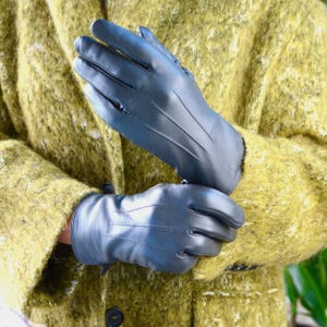 Personalised Leather Gloves with monogram initials- Dark Grey