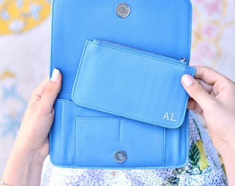 Monogram Carry All Travel Purse, Personalised Travel Wallet with Cardholder Purse, Versatile Clutch, Passport Holder, Custom Clutch for Her