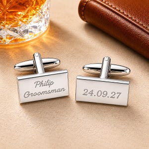 Personalised Silver Cufflinks - Custom Engraved Wedding Cufflinks for Names, Initials and Dates