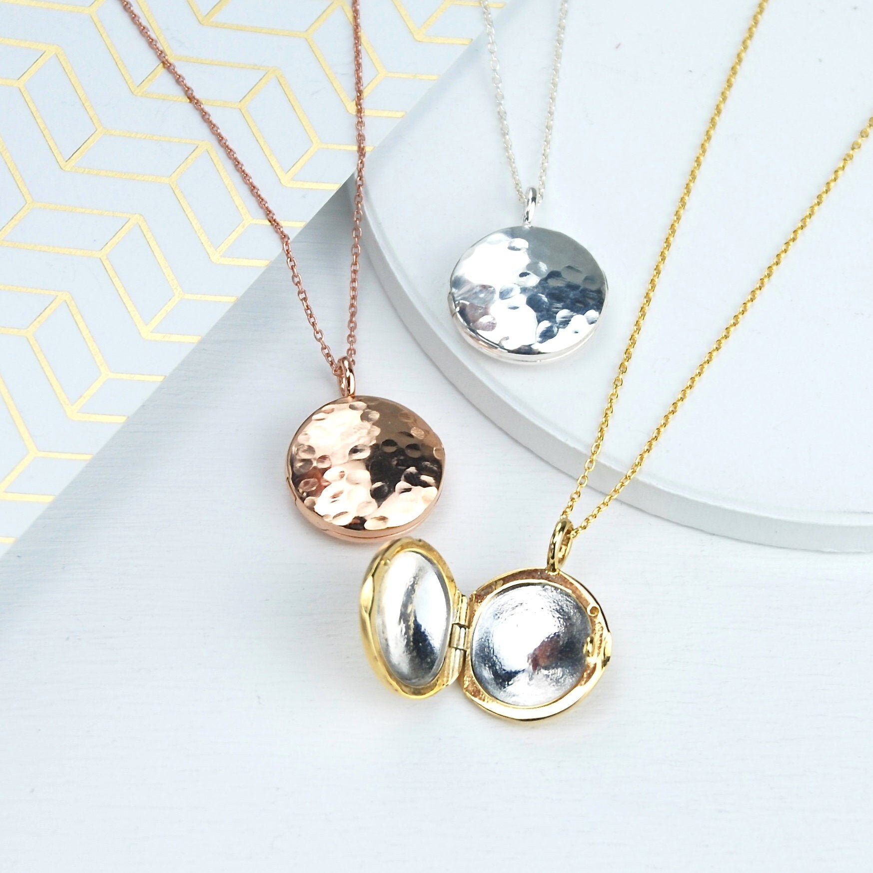 Personalised Sterling Silver Locket, Custom Hammered Locket ...