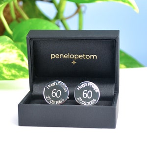 Personalised 60th Birthday Cufflinks, Landmark Cuff links, 60th Birthday Gift for Him, Gift for Dad, Gift for Grandad