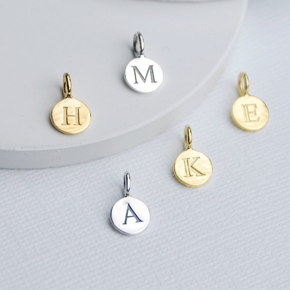 Alphabet Wax Seal Charms | Initial Tag | Round Letter Pendant | Personalised Jewellery Making (1 Piece / Tibetan Silver / 18mm x 19mm) A