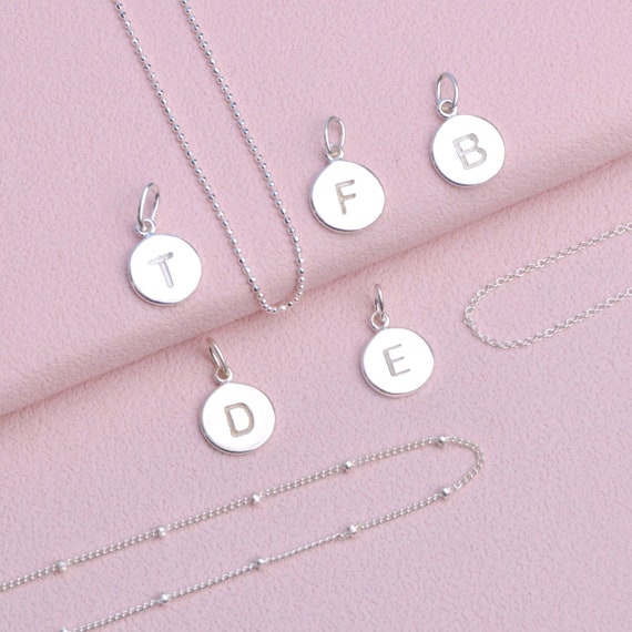 Antiqued Finish Sterling Silver Letter F Disk Charm Antiqued Finish Sterling Silver Letter F Disk Charm