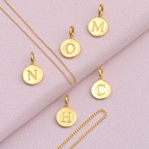 Initiale en or disque avec lettre • Breloque alphabet • Initiale en disque en argent • Estampage vierge • Pendentif initial • Breloques pour bijoux • Breloque lettre