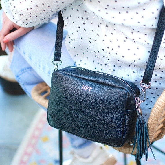 Monogram Leather Crossbody Bag Personalised Cross Body Handbag