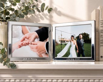 Personalised Silver-Plated Double Photo Frame - Landscape format size 4x 6 or 5 x7