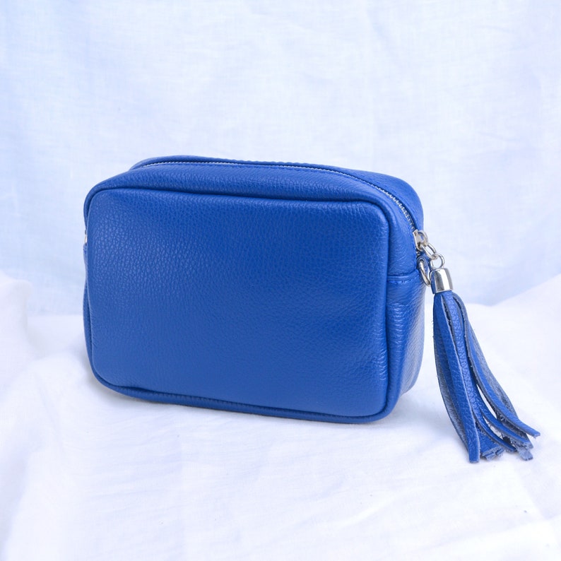 Monogram Leather Crossbody Bag, Personalised Cross Body Handbag, Soft Leather Camera Bag, Teal Bag, Custom Black Bag, Mothers Day Gift Colbalt Blue