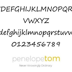 Font used for engraving the heart and circle charms