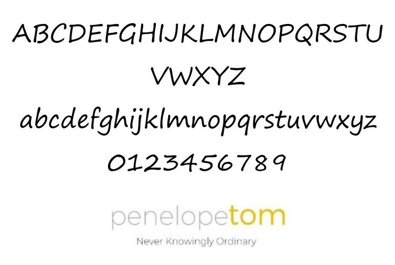 Font used for engraving the heart and circle charms