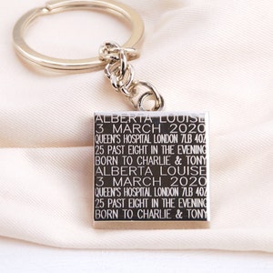Personalised New Daddy Keyring, New Dad Keyring, Engraved New Baby Key Ring, New Baby Birth Details, Token Gift for Dad, New Birth Keyring