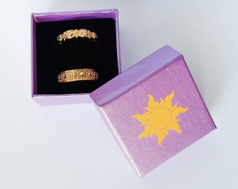 Tangled Inspired wedding rings set