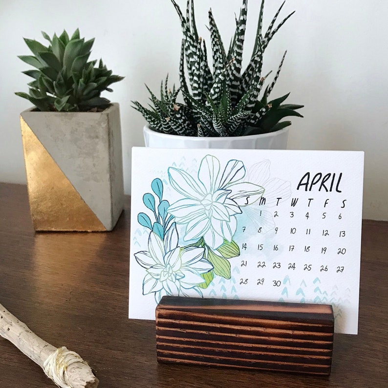 2020 Succulent Garden Desk Calendar With Wood Stand Handmade Etsy