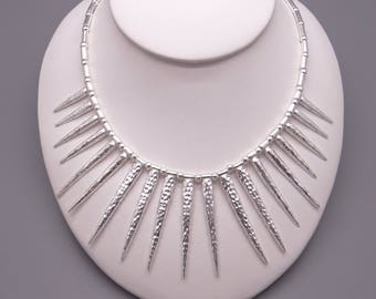 Silver Icicle Spike Moveable Link Chain Adjustable Necklace 16” to 18”