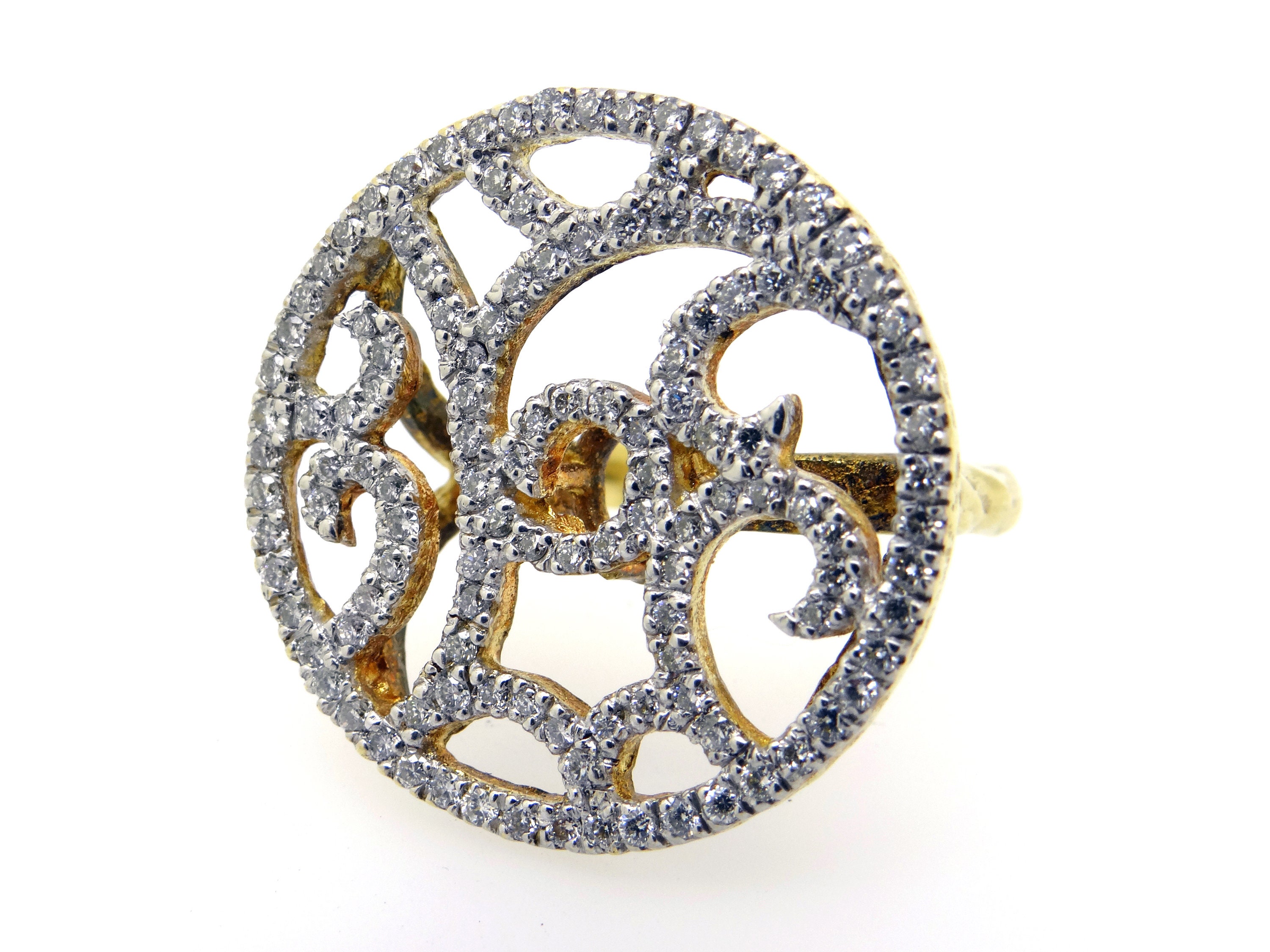 Exquisite Natural 18k Yellow Gold Round Natural Diamond Pave Exquisite Natural 18k Yellow Gold Round Natural Diamond Pave