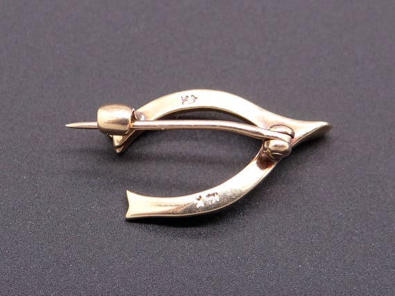 Victorian 14k Yellow Gold Seed Pearl Wishbone Bro… - image 5